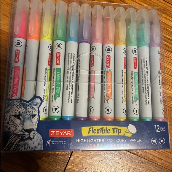Zeyar Other - Flexible Tip Highlighters - 12 Vibrant Colors